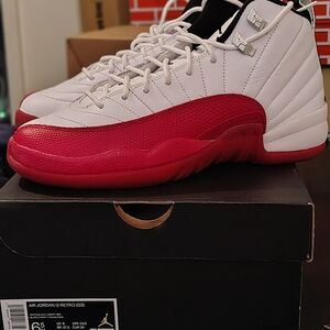 Jordan 12 Retro - White and Red- 6.5y. New In Box